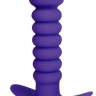 Фиолетовая анальная вибровтулка-елочка с ограничителем - 11,5 см. купить в секс шопе