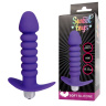 Фиолетовая анальная вибровтулка-елочка с ограничителем - 11,5 см. купить в секс шопе