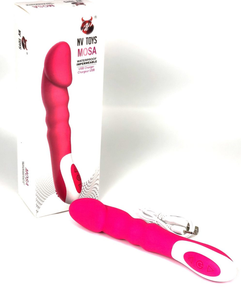 Ярко-розовый вибратор Mosa - 20 см. купить в секс шопе