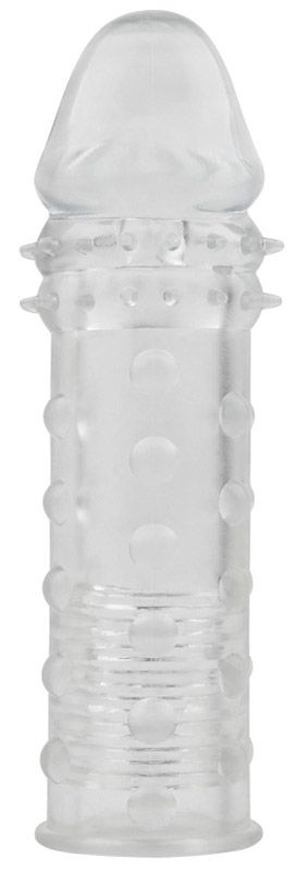 Прозрачная реалистичная насадка на пенис Extra Texture Sleeve - 16,2 см. купить в секс шопе