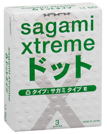Презервативы Sagami Xtreme SUPER DOTS с точками - 3 шт. купить в секс шопе