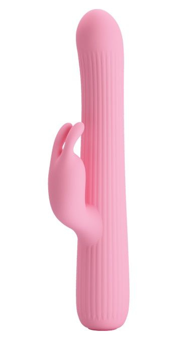 Нежно-розовый вибромассажер Julian с волновой ротацией - 17,8 см. купить в секс шопе