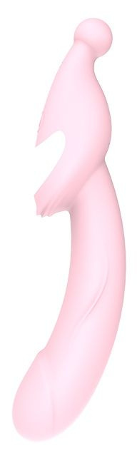 Розовый вибромассажер 2-WAY PLEASER - 21 см. купить в секс шопе
