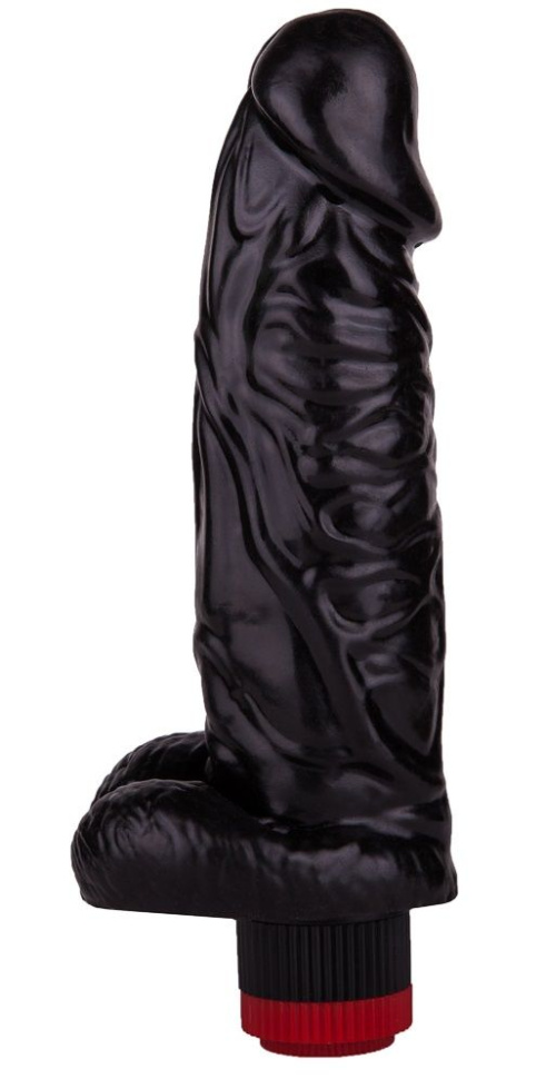 Большой чёрный вибромассажёр в форме фаллоса - 20,5 см. купить в секс шопе
