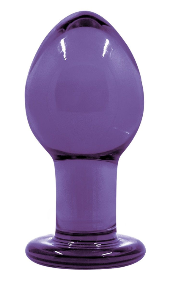 Средняя фиолетовая стеклянная анальная пробка CRYSTAL PLUG  купить в секс шопе