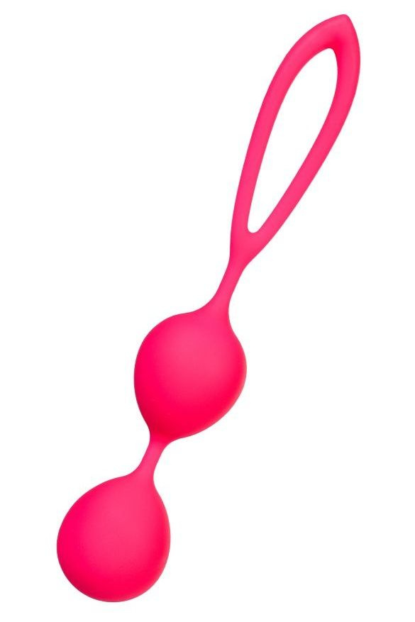 Ярко-розовые вагинальные шарики с петелькой купить в секс шопе
