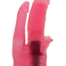 Розовая гелевая насадка с двумя стволами для страпона - 17 см. купить в секс шопе