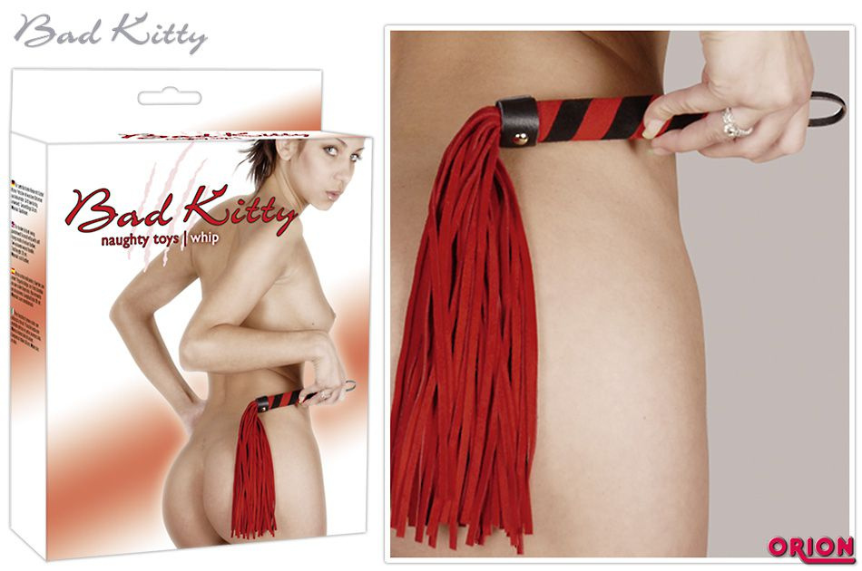 Красная замшевая плетка Bad Kitty - 38 см. купить в секс шопе