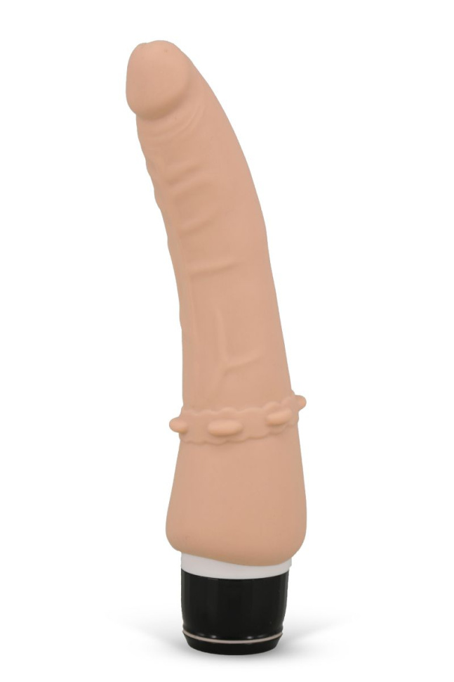 Телесный вибромассажёр с юбочкой шипов Classic Smooth Vibrator Nude - 16,5 см. купить в секс шопе