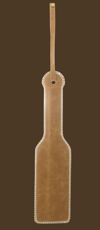 Коричневая кожаная шлёпалка с петлёй - 32 см. купить в секс шопе