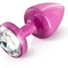 Розовый анальный плаг Anni Magnet T1 pink Cristal/black с 2 заменяемыми кристаллами - 6 см. купить в секс шопе