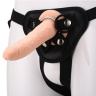 Телесный страпон на черных трусиках STRAP ON REAL DILDO - 20 см. купить в секс шопе