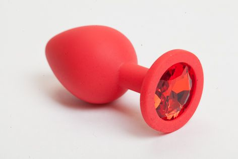 Красная силиконовая пробка с красным кристаллом - 9,5 см. купить в секс шопе