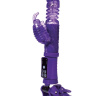 Фиолетовый вибратор с ротацией бусин, клиторальным стимулятором и надёжной присоской купить в секс шопе