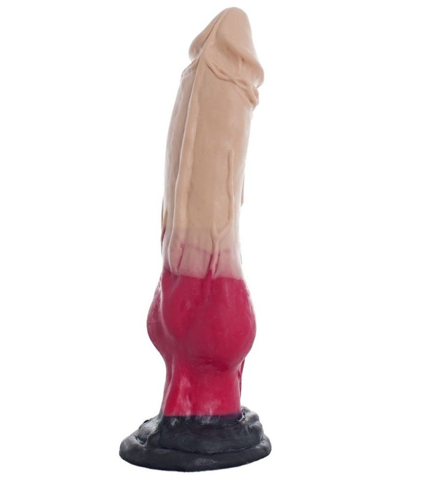 Бежево-розовый фаллоимитатор  Оборотень  - 28 см. купить в секс шопе