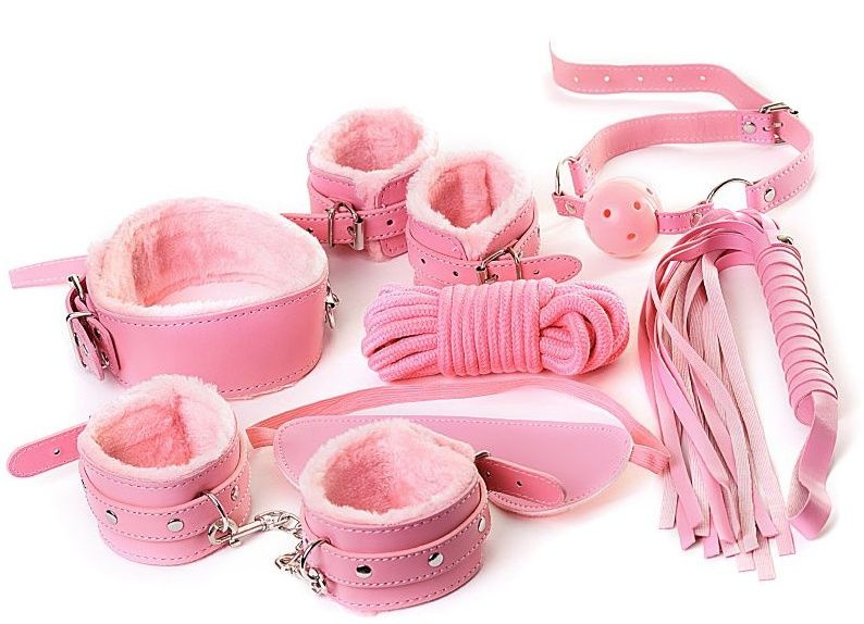 Набор розового цвета для ролевых игр в стиле БДСМ Nasty Girl купить в секс шопе