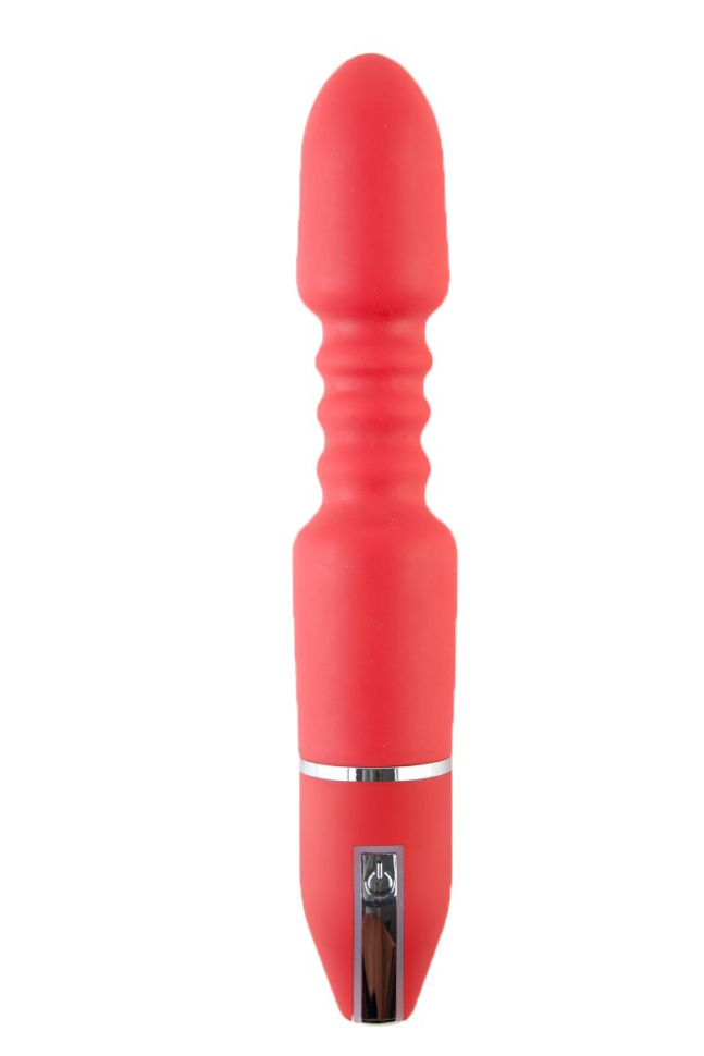 Красный анальный вибромассажёр с широкой головкой - 27 см. купить в секс шопе