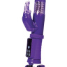 Фиолетовый вибратор с вращением бусин, клиторальным зайчиком и надёжной присоской купить в секс шопе
