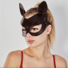 Коричневая кожаная маска  Кошечка  купить в секс шопе