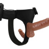 Страпон с вагинальной пробкой и вибрацией Ultra Passionate Harness - 16 см. купить в секс шопе