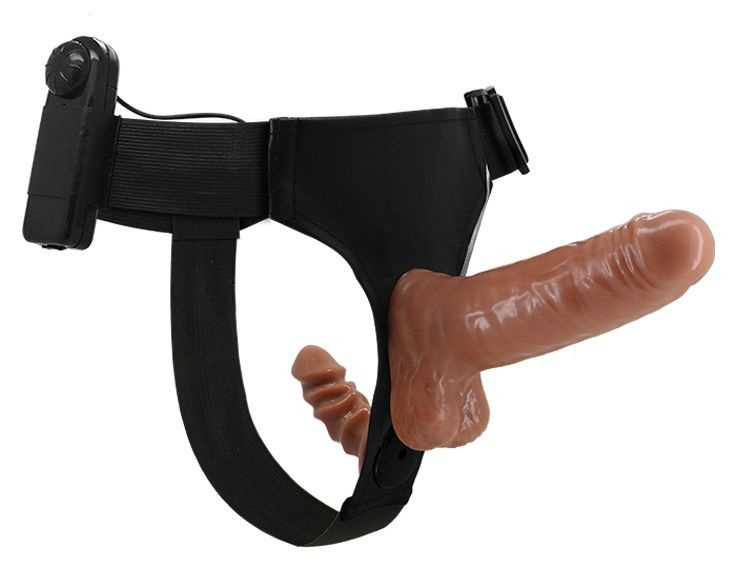 Страпон с вагинальной пробкой и вибрацией Ultra Passionate Harness - 16 см. купить в секс шопе