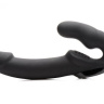 Черный безремневой страпон Urge Silicone Strap On с пультом ДУ - 24 см. купить в секс шопе