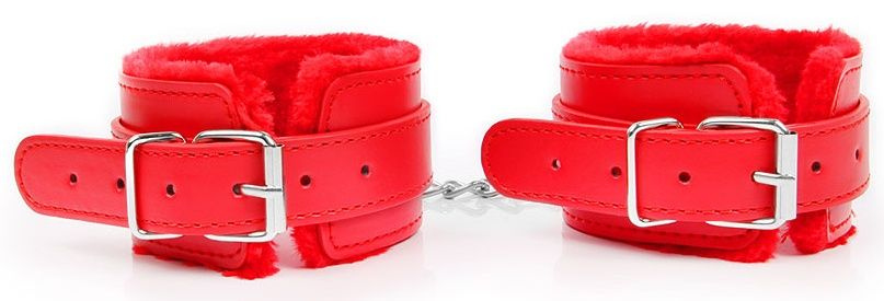 Красные мягкие оковы на регулируемых ремешках купить в секс шопе