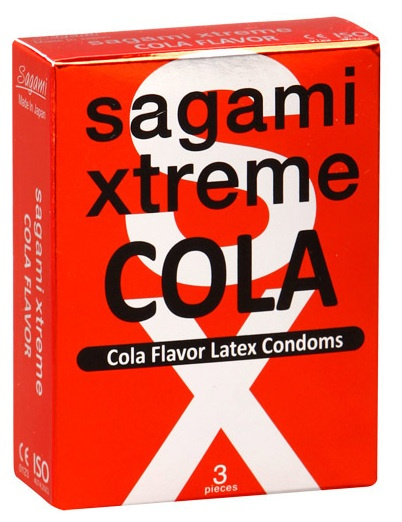 Ароматизированные презервативы Sagami Xtreme COLA - 3 шт. купить в секс шопе