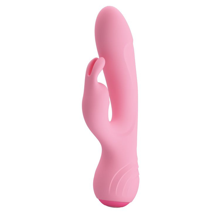 Нежно-розовый вибромассажер Broderick с клиторальным стимулятором - 17,9 см. купить в секс шопе