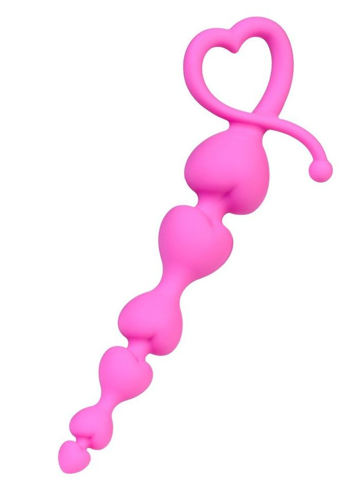 Розовая силиконовая анальная цепочка Sweety - 18,5 см. купить в секс шопе