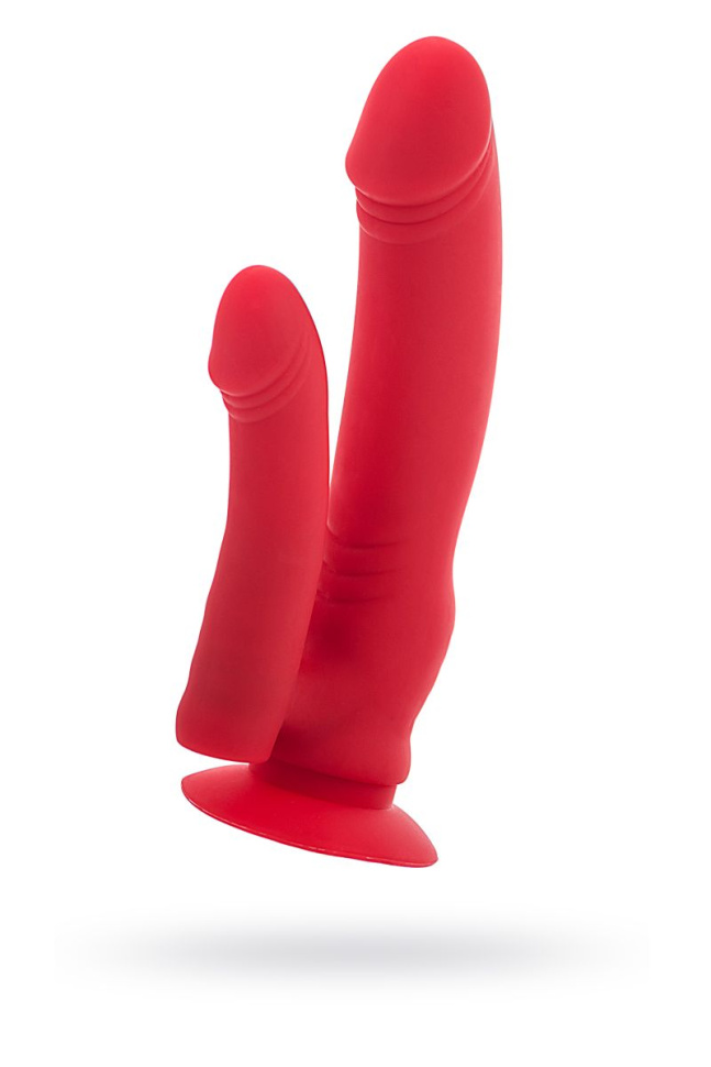 Красный вибратор для двойного проникновения - 19,5 см. купить в секс шопе