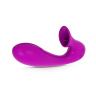 Фиолетовый фантазийный вибромассажер с клиторальным стимулятором купить в секс шопе