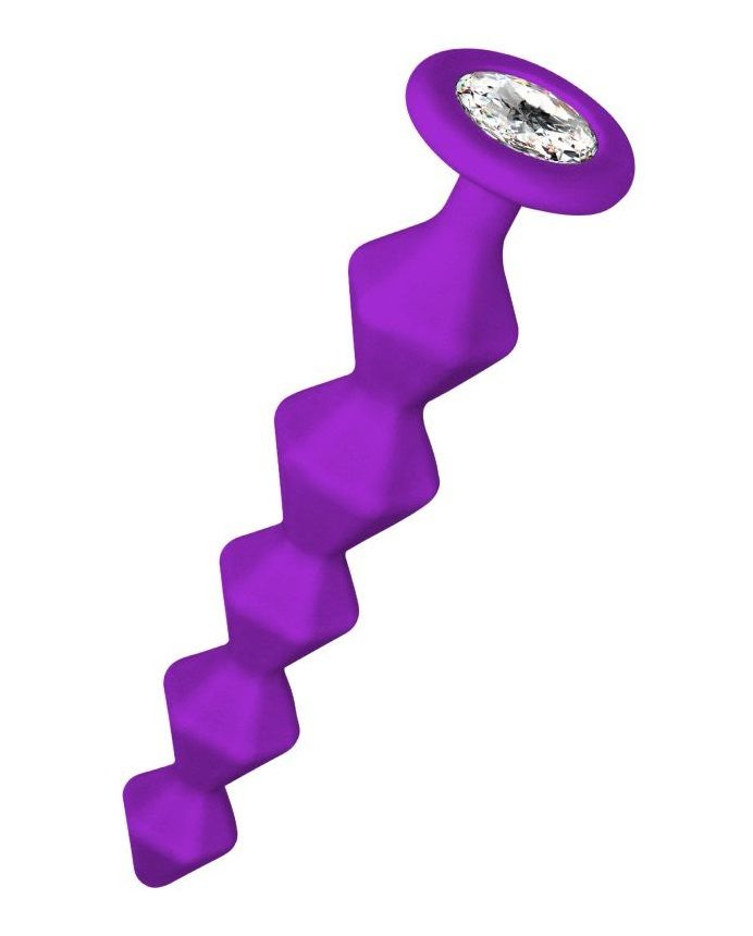 Фиолетовая анальная цепочка с кристаллом Chummy - 16 см. купить в секс шопе
