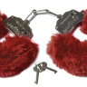Шикарные бордовые меховые наручники с ключиками купить в секс шопе