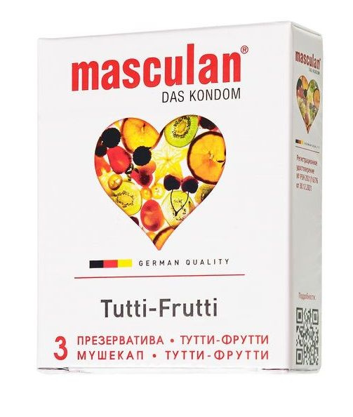 Жёлтые презервативы Masculan Ultra Tutti-Frutti с фруктовым ароматом - 3 шт. купить в секс шопе