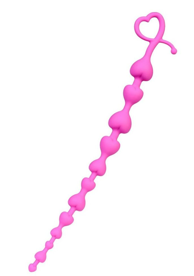 Розовая силиконовая анальная цепочка Long Sweety - 34 см. купить в секс шопе