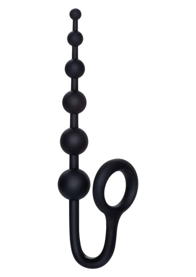 Чёрный анальный стимулятор с кольцом COLT BUDDY BALLS - 18,5 см. купить в секс шопе