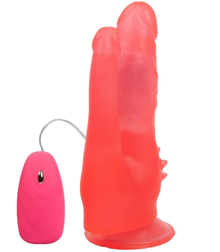 Розовый анально-вагинальный вибромассажёр на присоске - 17 см. купить в секс шопе