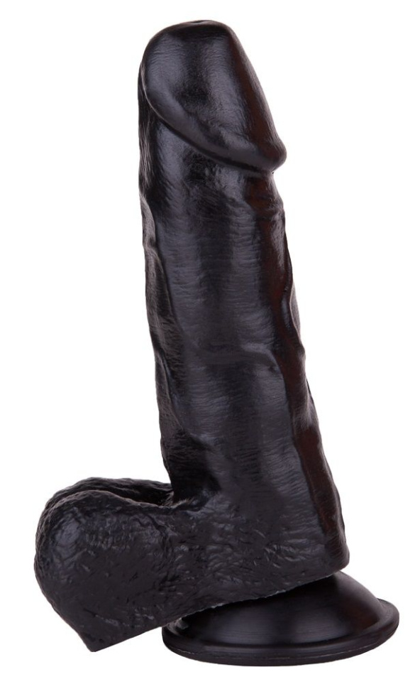 Упругий чёрный фаллоимитатор на присоске - 15,5 см. купить в секс шопе