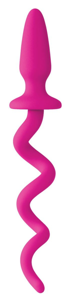 Розовая анальная пробка с хвостом-спиралью Oinkz купить в секс шопе