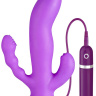Фиолетовый вибратор с двумя дополнительными отростками PURRFECT SILICONE 3WAYS VIBRATOR 6.5INCH - 17 см. купить в секс шопе