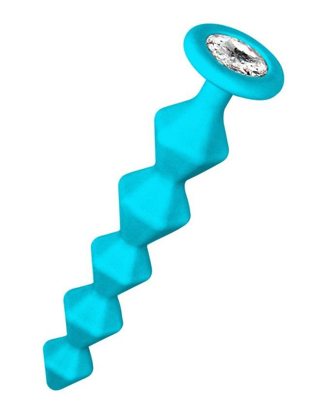 Бирюзовая анальная цепочка с кристаллом Chummy - 16 см. купить в секс шопе