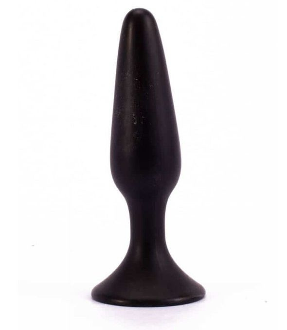 Чёрная анальная пробка с ограничительным основанием LURE ME Silicone Anal Plug - 12,1 см. купить в секс шопе