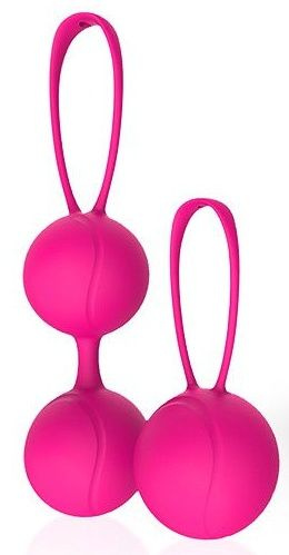 Набор из 2 розовых вагинальных шариков с петельками купить в секс шопе