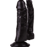 Двойной чёрный фаллоимитатор на присоске - 15 см. купить в секс шопе