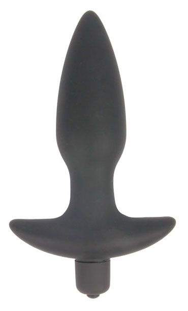 Черная коническая анальная вибровтулка Erokay - 11 см. купить в секс шопе