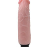 Телесный вибратор с розовой головкой из ультраскин - 20 см. купить в секс шопе