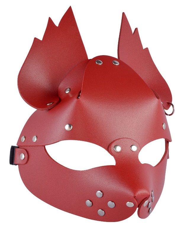 Красная кожаная маска  Белочка  купить в секс шопе