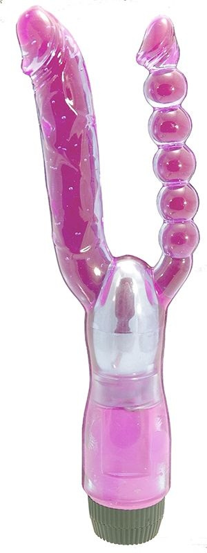 Двойной анально-вагинальный вибромассажер Xcel - 25 см. купить в секс шопе