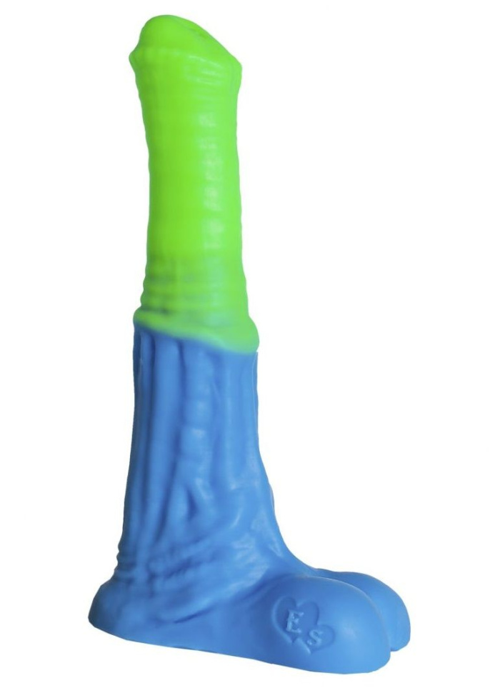 Зелёно-голубой фаллоимитатор  Пегас Medium  - 24 см. купить в секс шопе